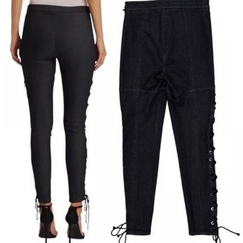 Cinq à Sept Kiran Lace-Up Ankle Stretch Denim Pants Size 2 28” inseam